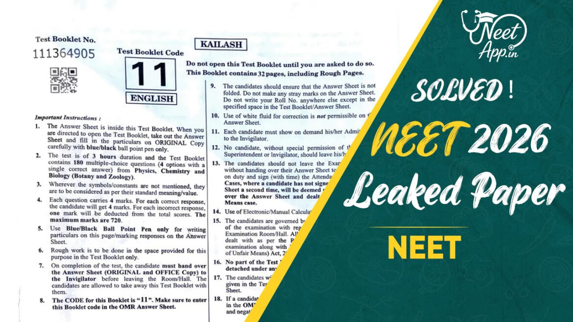 Neet 2026 Leaked Paper with Solutions PDF